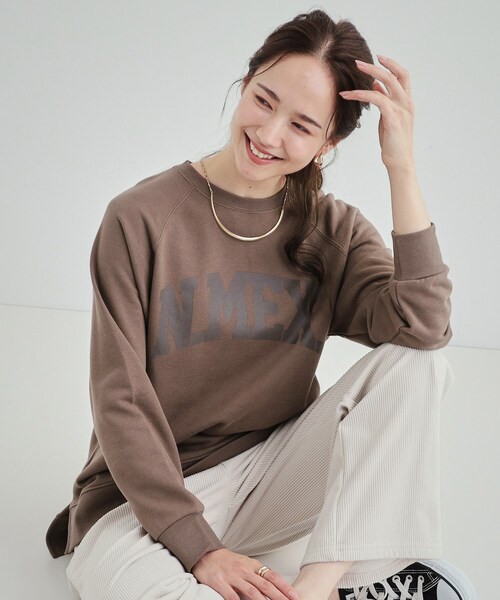 SHOO・LA・RUE（シューラルー）の「◆【洗える/S-LL】プリントラグランスウェット（スウェット・レディース・ダークグレー/グレー/オフホワイト/ブラウン系・01/02/03/04）」の4枚目の写真