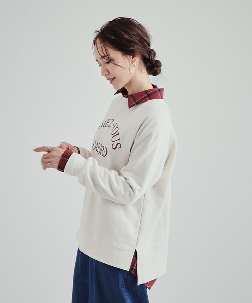 SHOO・LA・RUE（シューラルー）の「◆【洗える/S-LL】プリントラグランスウェット（スウェット・レディース・ダークグレー/グレー/オフホワイト/ブラウン系・01/02/03/04）」の18枚目の写真