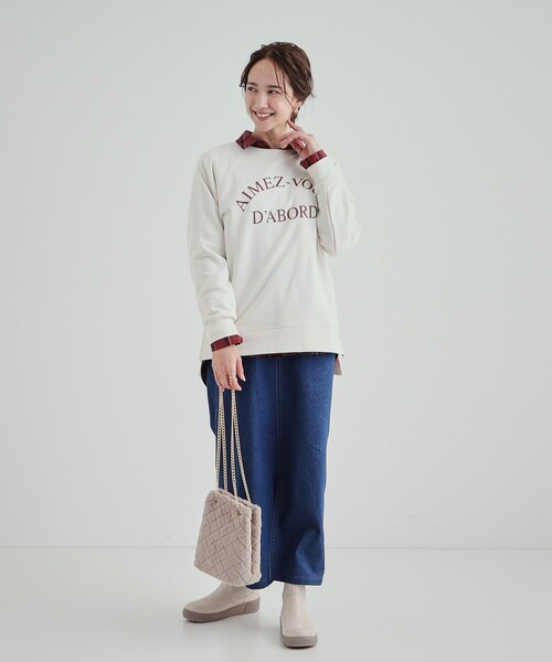 SHOO・LA・RUE（シューラルー）の「◆【洗える/S-LL】プリントラグランスウェット（スウェット・レディース・ダークグレー/グレー/オフホワイト/ブラウン系・01/02/03/04）」の19枚目の写真