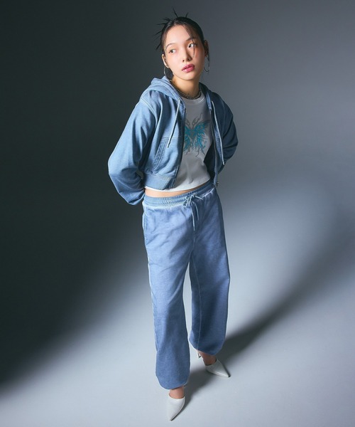 X-girl◆ジップパーカー/M/コットン/BLK/105252012001/FADED COMPACT L/S ZIP UP X-girl パーカー FADED COMPACT S/S ZIP UP HOODIE レディース