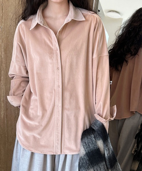 Miniministore(ミニミニストア)の「コーデュロイシャツレディース 長袖シャツ(シャツ/ブラウス・レディース・キャメル/アイボリー/スモークピンク/グレー・FREE)」の18枚目の写真