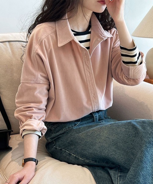Miniministore(ミニミニストア)の「コーデュロイシャツレディース 長袖シャツ(シャツ/ブラウス・レディース・キャメル/アイボリー/スモークピンク/グレー・FREE)」の19枚目の写真