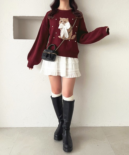 apres jour(アプレジュール)の「アソート猫パールリボンニット【ZOZOTOWN限定アイテム】(ニット/セーター・レディース・ホワイト/ラベンダー/ボルドー・X-LARGE/フリー)」の20枚目の写真