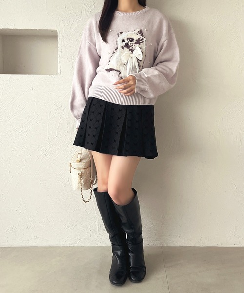 apres jour(アプレジュール)の「アソート猫パールリボンニット【ZOZOTOWN限定アイテム】(ニット/セーター・レディース・ホワイト/ラベンダー/ボルドー・X-LARGE/フリー)」の14枚目の写真