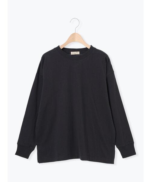 Samansa Mos2(サマンサ モスモス)の「ベーシックロングTシャツ(Tシャツ/カットソー・レディース・ブラック/オフホワイト・F)」の2枚目の写真