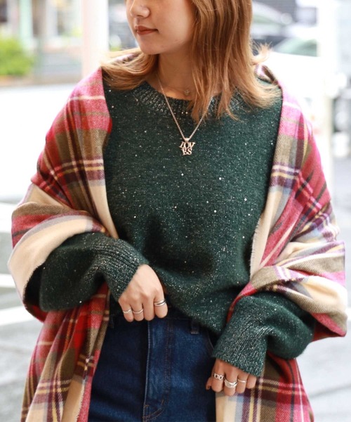 Right-on(ライトオン)の「HONEYSUCKLE ROSE(ハニーサックルローズ)スパンコールニット(ニット/セーター・レディース・グリーン/ピンク/オフホワイト/ネイビー・L/XL/M)」の17枚目の写真