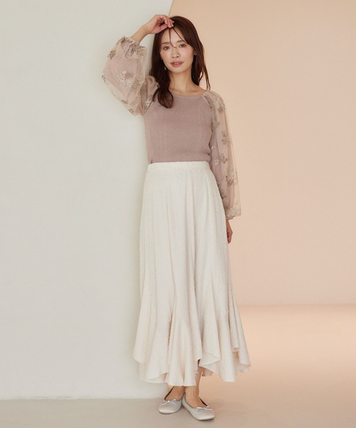 mysty woman（ミスティウーマン）の「フローラル刺繍スリーブニットプルオーバー  320880（ニット/セーター・レディース・ピンクベージュ/ブラック/アイボリー/グレイッシュブルー・FREE）」の15枚目の写真