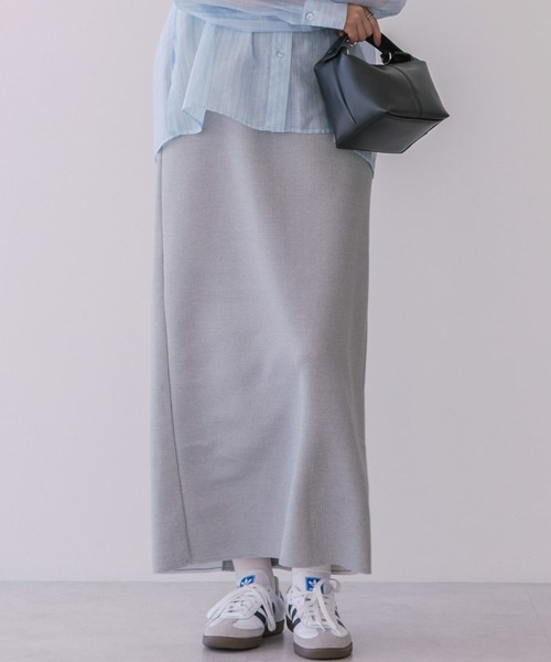 AMERICAN HOLIC（アメリカンホリック）の「針抜きリブタイトスカート（スカート・レディース・アイボリー/サックスブルー/ブラック/ライトグレー系2・S/M/L）」の4枚目の写真