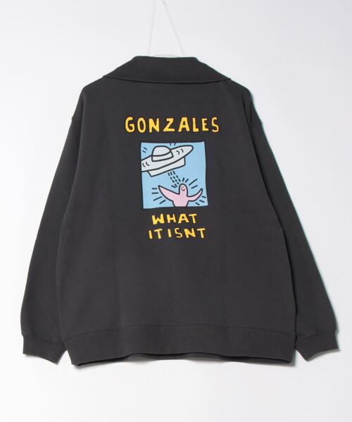 (What it isNt)ART BY MARKGONZALES(ワットイットイズント)の「【(What it isNt)ART BY MARKGONZALES / (ワットイットイズント) アートバイ マークゴンザレス】バックプリントハーフジップスウェットトレーナー(スウェット・メンズ・パープル/ホワイト/チャコールグレー・X-LARGE/MEDIUM/LARGE)」の4枚目の写真