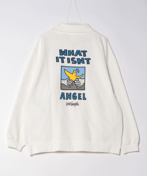 (What it isNt)ART BY MARKGONZALES(ワットイットイズント)の「【(What it isNt)ART BY MARKGONZALES / (ワットイットイズント) アートバイ マークゴンザレス】バックプリントハーフジップスウェットトレーナー(スウェット・メンズ・パープル/ホワイト/チャコールグレー・X-LARGE/MEDIUM/LARGE)」の6枚目の写真