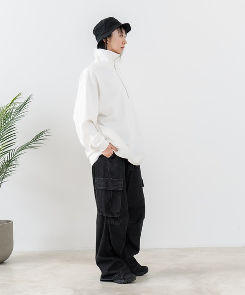 (What it isNt)ART BY MARKGONZALES(ワットイットイズント)の「【(What it isNt)ART BY MARKGONZALES / (ワットイットイズント) アートバイ マークゴンザレス】バックプリントハーフジップスウェットトレーナー(スウェット・メンズ・パープル/ホワイト/チャコールグレー・X-LARGE/MEDIUM/LARGE)」の11枚目の写真
