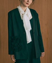 DOLLUPOOPS | 【定番オケージョンアイテム】ポケットチュールフリルモチーフ オーバージャケット(ノーカラージャケット)