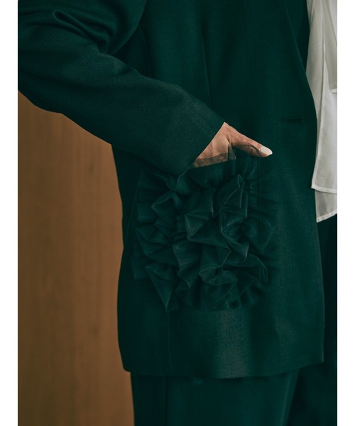 DOLLUPOOPS（ドールアップウップス）の「【定番オケージョンアイテム】ポケットチュールフリルモチーフ オーバージャケット（ノーカラージャケット・レディース・ブラック・38）」の12枚目の写真