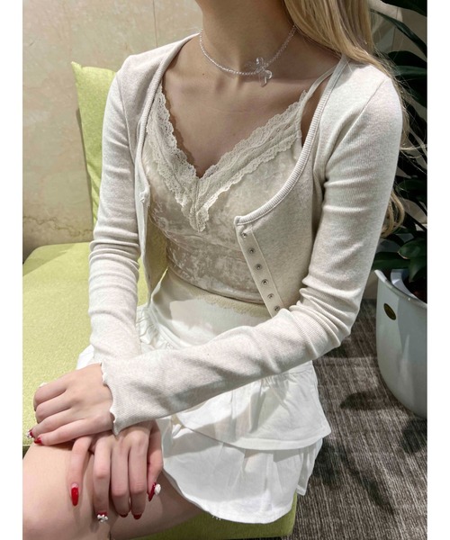 PHILLY（フィリー）の「【PHILLY】ベロアレースキャミソール（キャミソール・レディース・アイボリー/ブラック・FREE）」の9枚目の写真