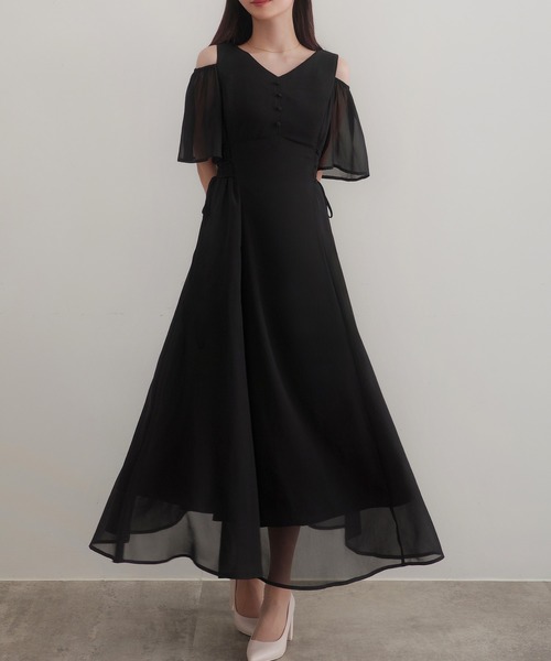 2wayVネックシアーコルセットワンピース