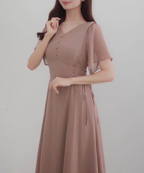 2wayVネックシアーコルセットワンピース（ワンピース）｜CENEA