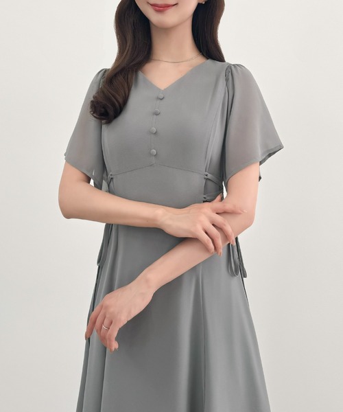 CENEA 2wayVネックシアーコルセットワンピース チャコールグレー M セネア CENEA CENEA 2wayVネックシアーコルセットワンピース