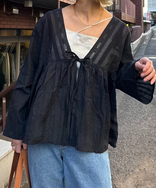 【From India】シアーストライプレースブラウスカーデ（シャツ/ブラウス）｜CIAOPANIC TYPY（チャオパニックティピー）