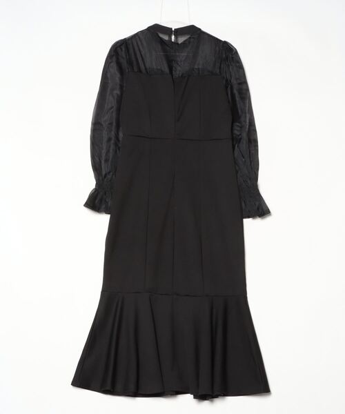 gossip!ロサンゼルス(ゴシップロサンゼルス)の「YUGA パフスリーブ ウエストスリム フィッシュテールワンピース(ワンピース・レディース・ブラック/ホワイト・FREE)」の17枚目の写真