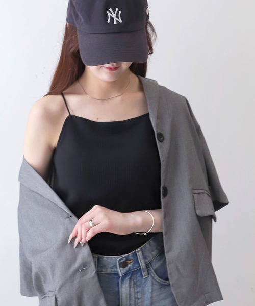 WEGO(ウィゴー)の「WEGO/なちゅ盛れカップインキャミ(キャミソール・レディース・ブラック/オフホワイト・MEDIUM/SMALL)」の14枚目の写真