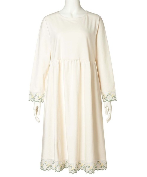 KID BLUE（キッドブルー）の「キッドブルー -ミモザレースインレイ -長袖ワンピース -KRBR516 -kidblue（ルームワンピース・レディース・サックスブルー/アイボリー・M）」の5枚目の写真