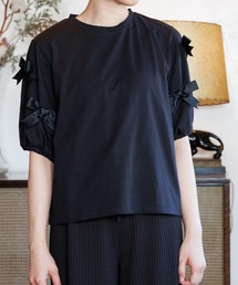 ママとおそろい リボンパフスリーブ半袖Tシャツ■ママサイズ