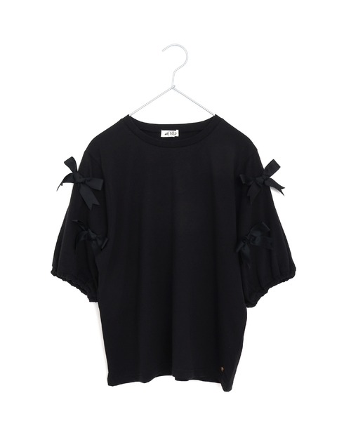 MAKE YOUR DAY(メイクユアデイ)の「ママとおそろい リボンパフスリーブ半袖Tシャツ■ママサイズ(Tシャツ/カットソー・レディース・オフホワイト/ブラック/ピンク・FREE)」の10枚目の写真