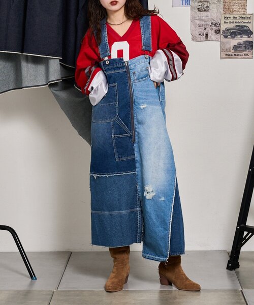 etsinta(エシンタ)の「【etsinta】リメイクデニムジャンスカ(スカート・レディース・インディゴブルー・ONE SIZE)」の17枚目の写真