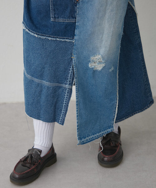 etsinta(エシンタ)の「【etsinta】リメイクデニムジャンスカ(スカート・レディース・インディゴブルー・ONE SIZE)」の5枚目の写真