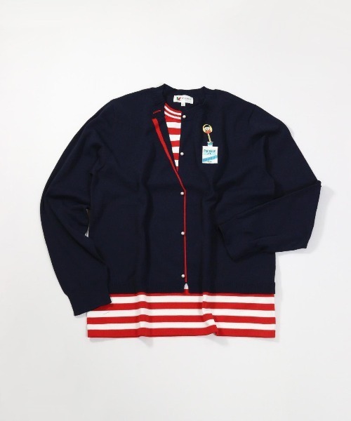 Picone CLUB(ピッコーネクラブ)の「コットン混レイヤード風ニット(ニット/セーター・レディース・ネイビー/イエロー/ホワイト/ライトグリーン・M/S)」の3枚目の写真