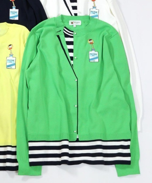 Picone CLUB(ピッコーネクラブ)の「コットン混レイヤード風ニット(ニット/セーター・レディース・ネイビー/イエロー/ホワイト/ライトグリーン・M/S)」の2枚目の写真