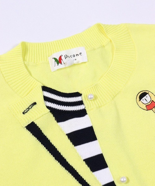 Picone CLUB(ピッコーネクラブ)の「コットン混レイヤード風ニット(ニット/セーター・レディース・ネイビー/イエロー/ホワイト/ライトグリーン・M/S)」の9枚目の写真
