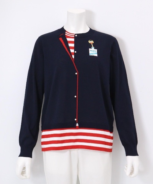 Picone CLUB(ピッコーネクラブ)の「コットン混レイヤード風ニット(ニット/セーター・レディース・ネイビー/イエロー/ホワイト/ライトグリーン・M/S)」の6枚目の写真