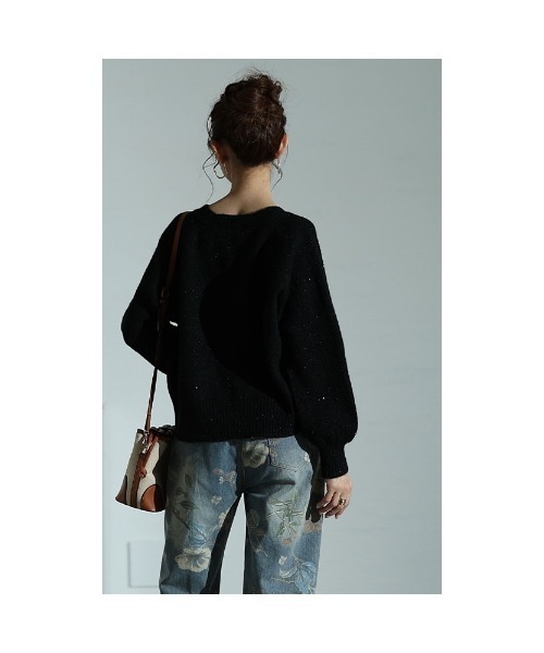 Sawa a la mode（サワアラモード）の「キーホールラメニット（ニット/セーター・レディース・ブラック/レッド・FREE）」の7枚目の写真