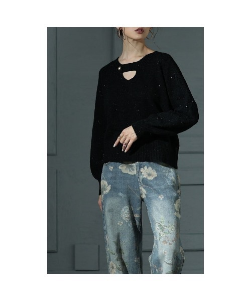 Sawa a la mode（サワアラモード）の「キーホールラメニット（ニット/セーター・レディース・ブラック/レッド・FREE）」の10枚目の写真