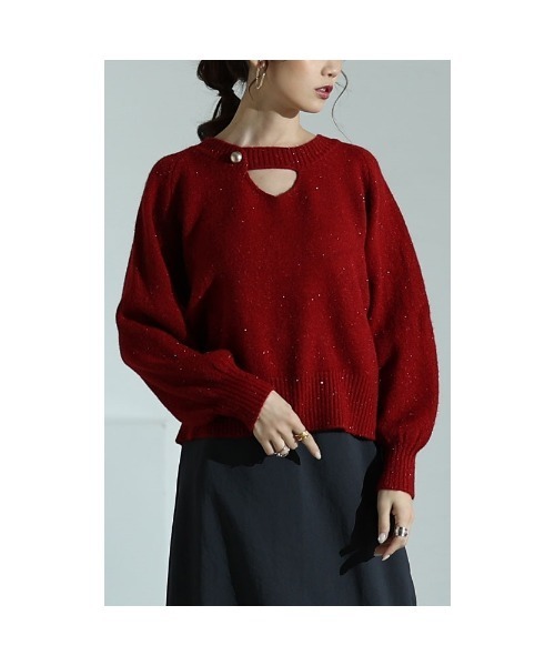 Sawa a la mode（サワアラモード）の「キーホールラメニット（ニット/セーター・レディース・ブラック/レッド・FREE）」の19枚目の写真