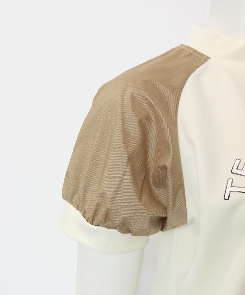 archivio(アルチビオ)の「<LADIES>異素材切替半袖プルオーバー(Tシャツ/カットソー・レディース・ホワイト×グリーン/ホワイト×ブラウン/ホワイト×ネイビー・S/M/L)」の7枚目の写真