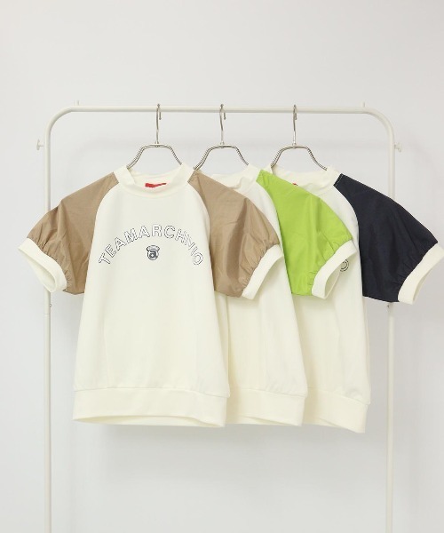 archivio(アルチビオ)の「<LADIES>異素材切替半袖プルオーバー(Tシャツ/カットソー・レディース・ホワイト×グリーン/ホワイト×ブラウン/ホワイト×ネイビー・S/M/L)」の12枚目の写真