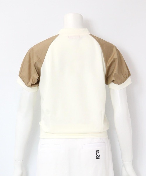 archivio(アルチビオ)の「<LADIES>異素材切替半袖プルオーバー(Tシャツ/カットソー・レディース・ホワイト×グリーン/ホワイト×ブラウン/ホワイト×ネイビー・S/M/L)」の5枚目の写真