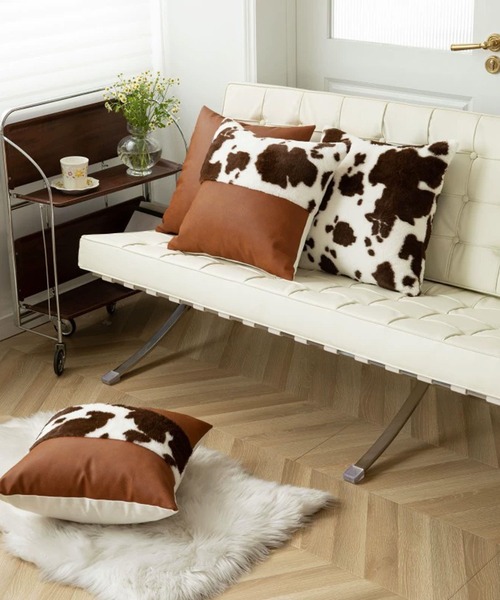 セール】【 somni / ソニ 】牛柄 エコファー クッションカバー