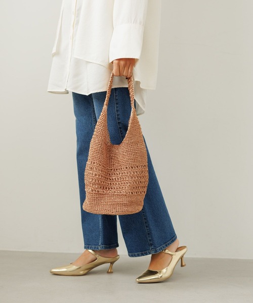 BAYFLOW（ベイフロー）の「ラメアミバッグ（ハンドバッグ・レディース・ライトグレー/ブラック/ベビーピンク・FREE）」の3枚目の写真