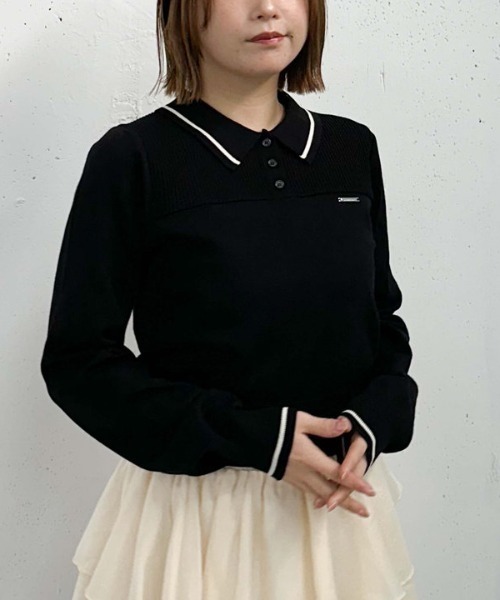 archives(アルシーヴ)の「ヨーク切替ポロニット(ニット/セーター・レディース・アイボリー/ブルー/ピンク/ブラック・MEDIUM)」の19枚目の写真
