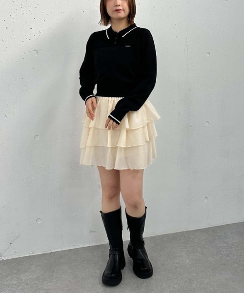 archives(アルシーヴ)の「ヨーク切替ポロニット(ニット/セーター・レディース・アイボリー/ブルー/ピンク/ブラック・MEDIUM)」の22枚目の写真