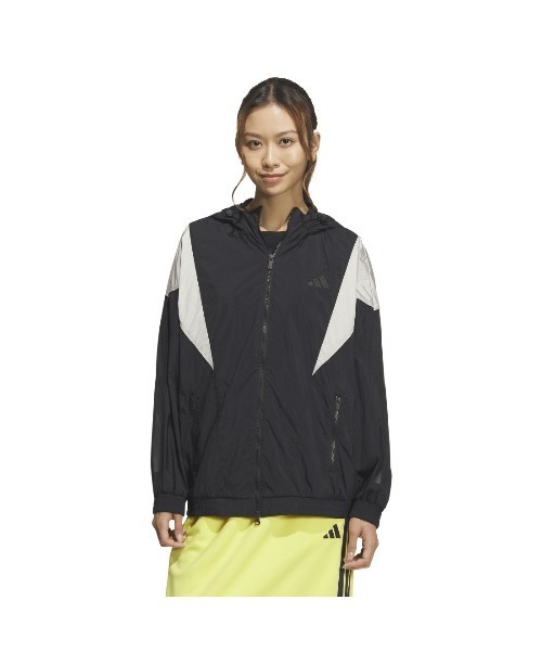 adidas(アディダス)の「アディダス adidas BYS スリーストライプス ウーブン 軽量ジャケット(ナイロンジャケット・レディース・ブラック/ベビーピンク/グレー・M/L/XL)」の2枚目の写真