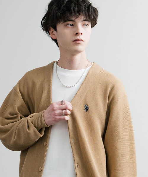 U.S. POLO ASSN.(ユーエスポロアッスン)の「U.S. POLO ASSN ユーエスポロアッスン オーバーサイズワンポイントロゴ刺繍ニットカーディガン(カーディガン/ボレロ・メンズ・ライトブラウン/サンドベージュ/ベージュ/ネイビー/ブラック/ライトブルー・M/LL/L)」の8枚目の写真