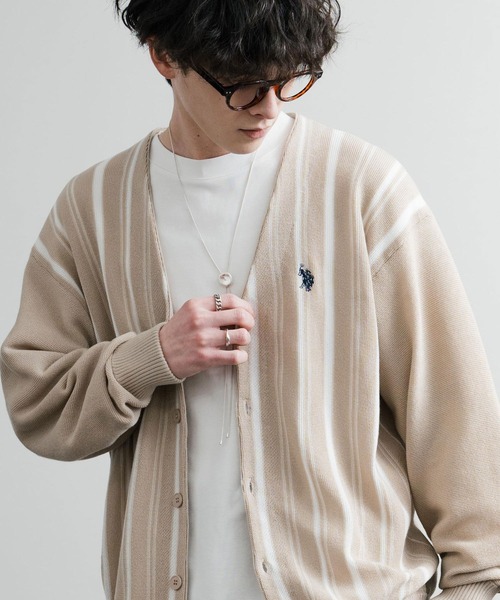 U.S. POLO ASSN.(ユーエスポロアッスン)の「U.S. POLO ASSN ユーエスポロアッスン オーバーサイズワンポイントロゴ刺繍ニットカーディガン(カーディガン/ボレロ・メンズ・ライトブラウン/サンドベージュ/ベージュ/ネイビー/ブラック/ライトブルー・M/LL/L)」の12枚目の写真