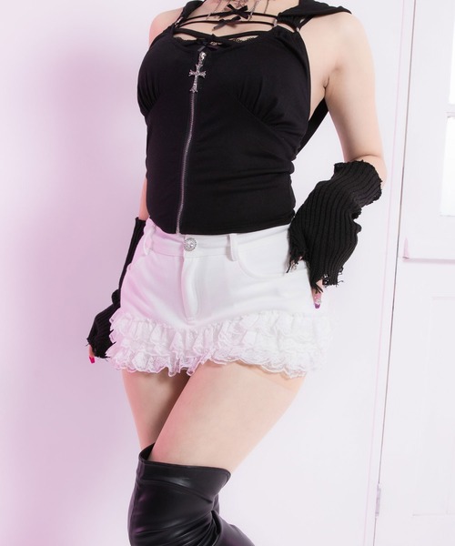 Diable baiser(ディアブルベーゼ)の「スカート見え裾レースショートパンツ【大きいサイズ有】(その他パンツ・レディース・ホワイト/ブラック・LL/LARGE/MEDIUM/SMALL)」の15枚目の写真