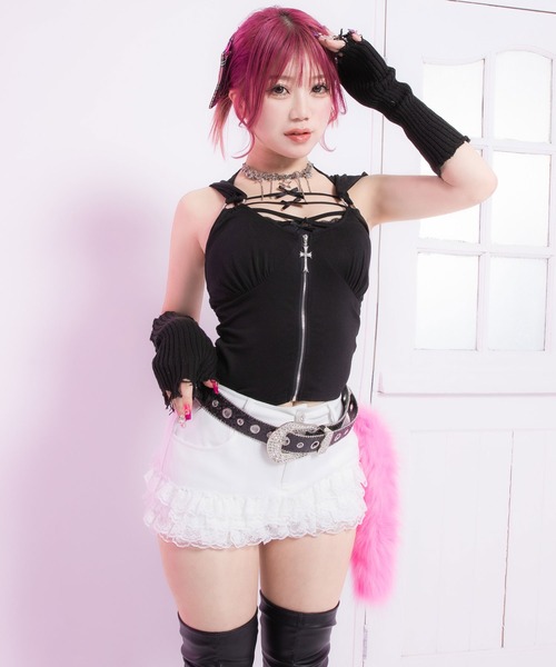 Diable baiser(ディアブルベーゼ)の「スカート見え裾レースショートパンツ【大きいサイズ有】(その他パンツ・レディース・ホワイト/ブラック・LL/LARGE/MEDIUM/SMALL)」の17枚目の写真