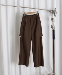 side cut out layered slacks pants / サイドカットアウトレイヤードスラックスパンツ