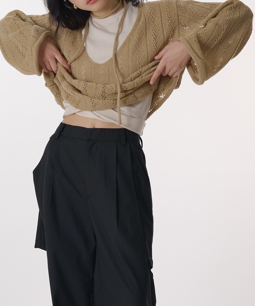 MUHET（ミュエータ）の「side cut out layered slacks pants / サイドカットアウトレイヤードスラックスパンツ（スラックス・レディース・ブラウン/オフホワイト/ブラック・SMALL/MEDIUM）」の16枚目の写真